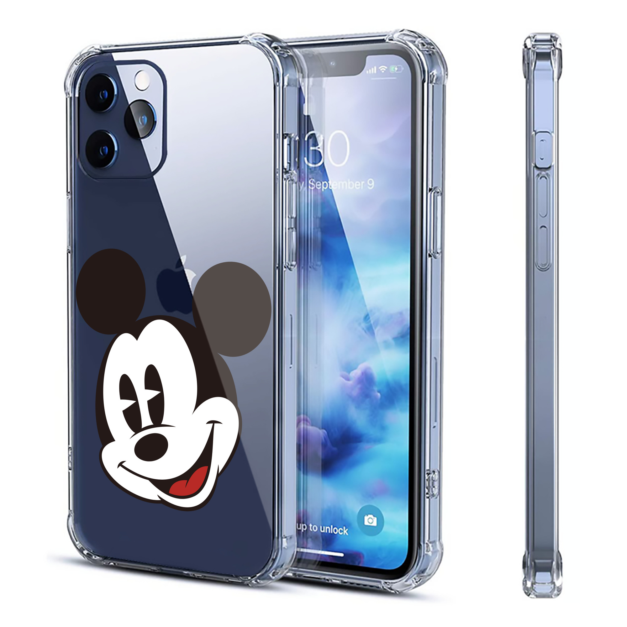 （画像用） ミッキーマウス Mickey Mouse 【iPhone 12シリーズ対応】透明スマホケース（クリアソフトケース）